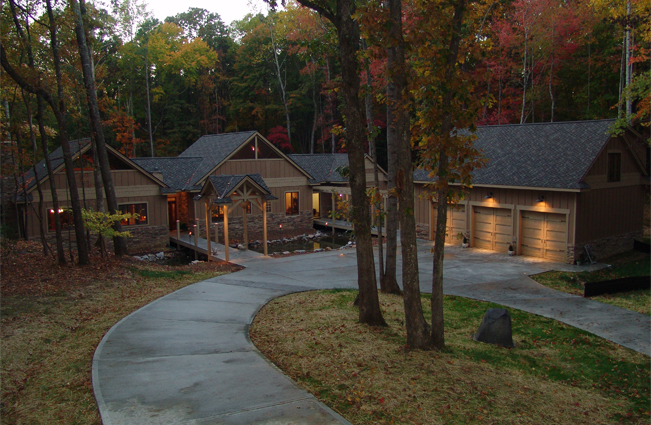 Complex roof forms on a woodland estate